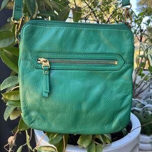Fossil Leather Aqua Crossbody Bag